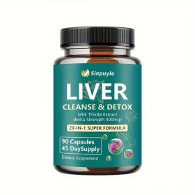 Liver Support Supplement 20-in-1 Detox Formula - Extra Strength Milk Thistle 300mg, 90 Capsules (Option: 1)