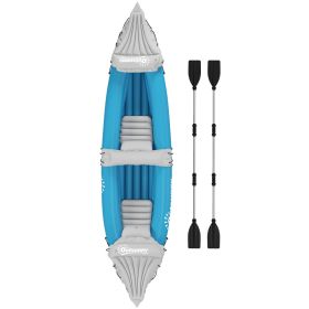 K2 Kayak, 2 Person Inflatable Kayak, Includes Paddles, Aluminum Oars, Repair Kit, Portable Tandem Blow Up Boat, Blue (Option: Blue-420x190x580 mm)